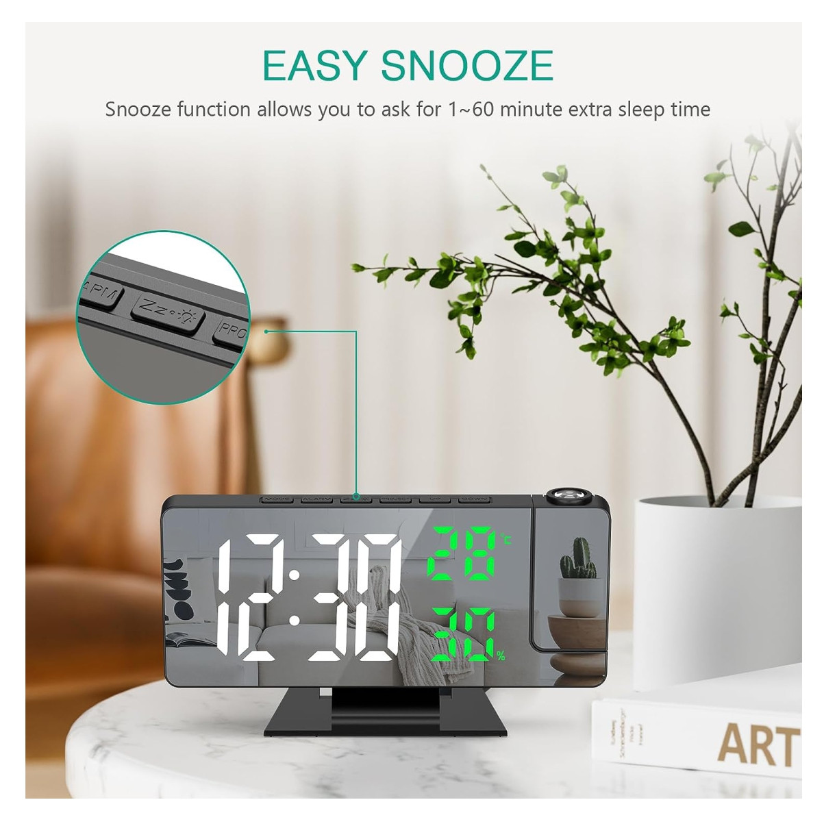 Miniatura 2 de Reloj Despertador De Proyección 180°